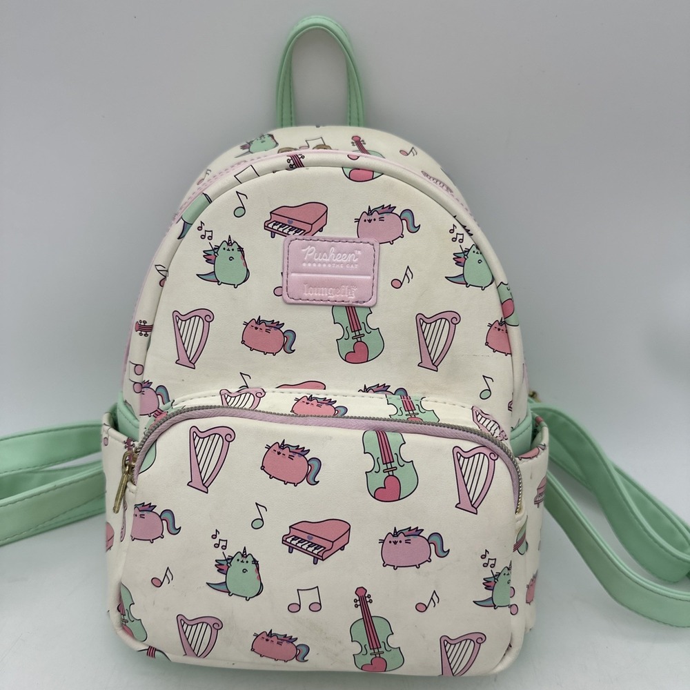 Loungefly Pusheen Cat Unicorn Music Instrument Pink Green White